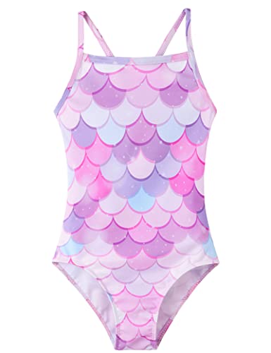 Image of Nokecina Girls Swimsuits One-Piece Bathing Suits Multicolor Kids Sport Summer Beach Swimwear for 2-10 Years Old