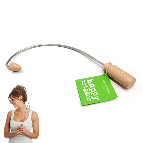 Handheld Massage Tool - Professional Powerful Trigger Point Self Massager with Hook – Deep Kneading and Tissue Massaging for Neck, Back, Shoulder, Foot. Made by Chiropractic Therapist.