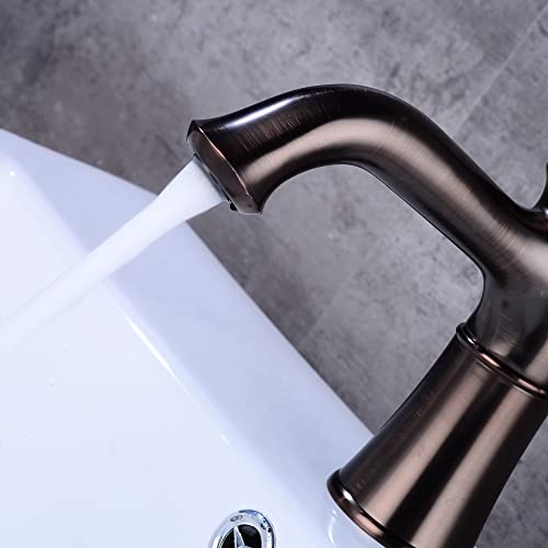 Robinets d'eau à poignée unique en bronze antique pour lavabo et vasque rétro - 5