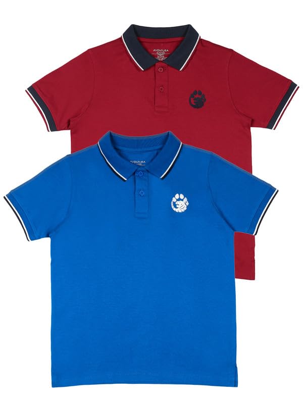 Image of Aventura Boys Polo T-Shirt Combo Pack of 2 - 100% Cotton Half Sleeve Collar T-Shirts for Boys (Age 5-12 Years)