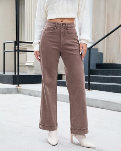luvamia Wide Leg Jeans for Women Trendy High Waisted Double Side Seams Stretchy Denim Pants Trouser Jeans with Pockets