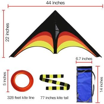 Vista 2 de Sarahs International Store Cometa para niños cometa para adultos cometa para principiantes Cometa de poliéster de 44 x 22 pulgadas con carrete