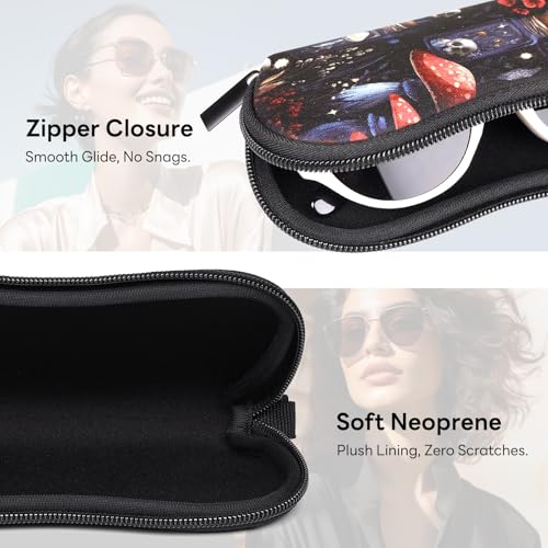 Image of Sunglasses Case with Belt Clip, Ultra Light Neoprene Zipper Soft Padded Glasses Case for Women Men