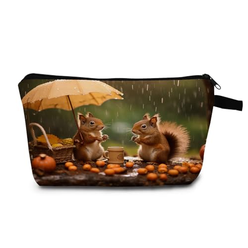 MoCaliduccious Squirrel Makeup Bag for Women Travel Cosmetic Organizer Bag Teacher Appreciation Gifts Small Zipper Toiletry Bag