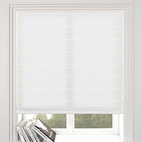 Artdix Cordless Linen Roman Shades, Beige White Custom Fabric Room Darkening Roman Window Shades Blinds For Doors, French Doors, Kitchen Windows, Bathroom Windows #TOP7