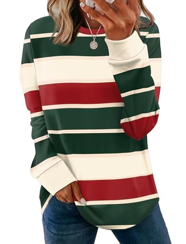 Image of WIHOLL Sweatshirt for Women Crewneck Long Sleeve Shirts Curved Hem Lightweight Sweaters Fall Clothes 2025