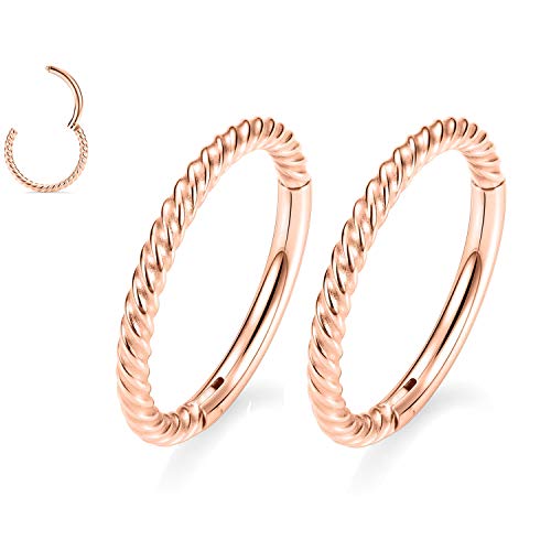 16g Nose Ring Hoop Earrings Nose Hoops 16 Gauge Lip Rings Septum Jewelry Seamless Septum Clicker 6mm Septum Ring Rose Gold Cartilage Earring Helix Rook Earrings Nose Rings Surgical Steel Piercing by GAGABODY - Used condition - US$7.13