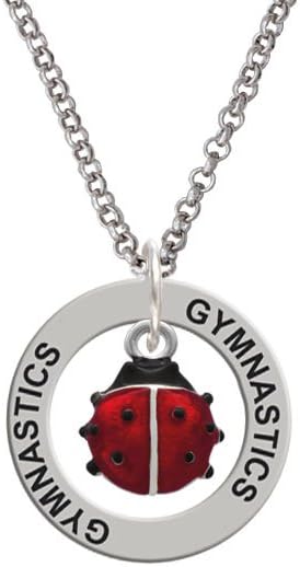 Mini Enamel Ladybug - Gymnastics Affirmation Ring Necklace