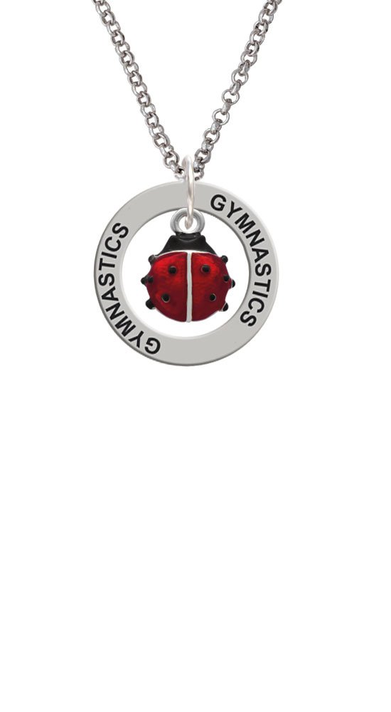 Mini Enamel Ladybug - Gymnastics Affirmation Ring Necklace