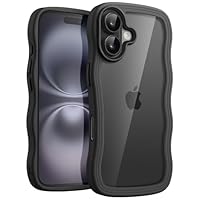 JETech Cover Ondulata Per IPhone 16 Plus (6,7") - Rosa Confetto, Custodia Antiurto Con Cornice Riccia, Retro Rigido Trasparente