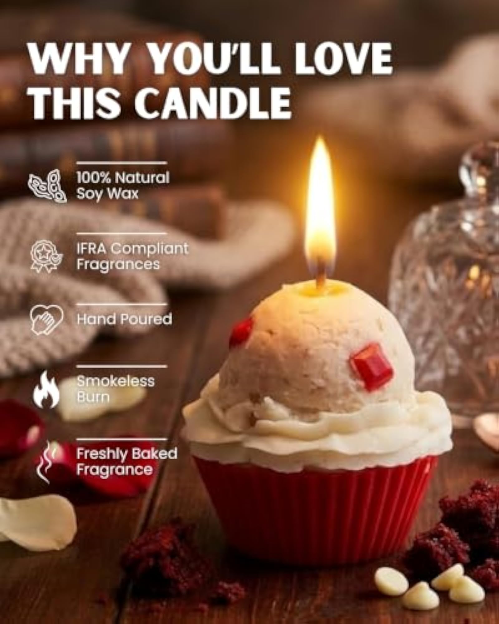 Whipandwick Red Velvet Cupcake Scented Candle