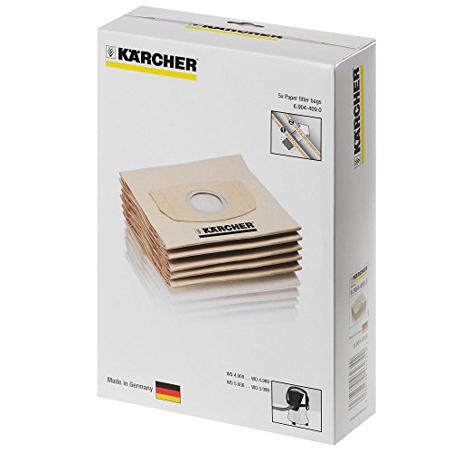 Kärcher 6.904-409.0 Sachet filtre papier (paquet de 5) pour aspirateurs eau et poussières WD 4290 / WD 5200M / WD 5300M / WD 5600MP