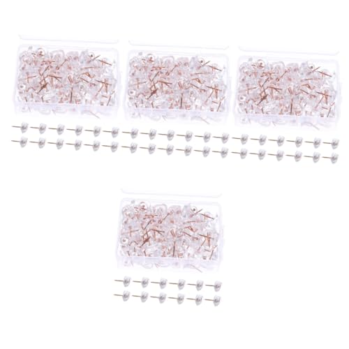 LALAFINA 4 Cajas Chincheta de corazón Transparente Carteles Colgantes Tachuelas Claro Amor chincheta póster Workstation chinchetas Decorativas convenientes chinchetas chincheta Decorativa
