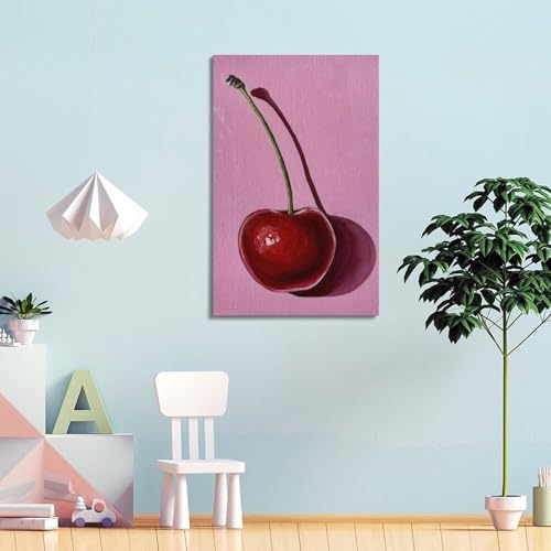 Toile cerise sur rose pour décoration murale de salon - 4
