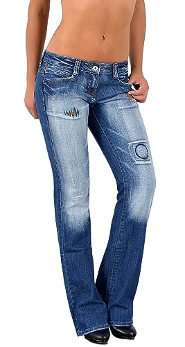 ESRA Bootcut Jeans Damen Low Waist Jeans Damen Stretch Schlaghose bis Übergröße B200 ESRA Bootcut Jeans Damen Low Waist Jeans Damen Stretch Schlaghose bis Übergröße B200