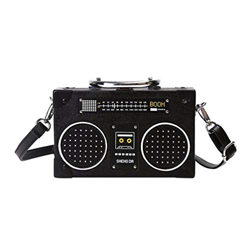 VALICLUD Damen Festival Tasche Vintage Radio Geformt Umhängetasche 7.5 Zoll Crossbody Schultertasche Freizeit Tasche Für Festival Und Alltag