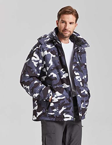 Image of ELLSWOS Men's Waterproof Ski Jacket Winter Snow Coat Warm Hooded Raincoat Windproof Windbreakers