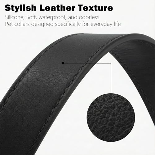 Image of B&F Dog Collar for Small Dogs Silicone Leather Dog Collars Soft Flexible Waterproof Odor-Proof Durable Thick Classic Adjustable Pet Puppy Collar (Black, XS (9-12 inch Neck))