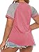Plus Size T Shirts for Women Short Sleeve Color Block Shirts Pink XL 14W