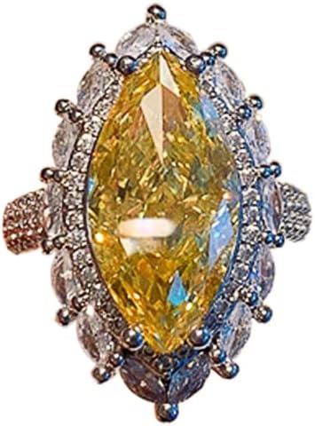 925 Sterling Silver Shiny Yellow horse eye shape Cubic Zirconia Rings Diamond Rings for Women Jewelry Findings Earring Backs Findings