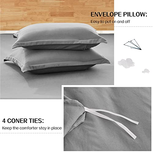 Dreaming Wapiti Duvet Cover,100% Washed Microfiber 3Pcs Bedding Duvet Cover Set,Solid Color - Soft And Breathable With Zipper Closure & Corner Ties (Light Gray, California King) #TOP4