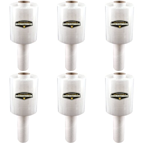 6 Pack of Mighty Gadget (R) Industrial Strength Mini Stretch Wrap Film with Handle for Pallet Wrap, Moving Supplies Stretch Wrap & Shrink Wrap - 80 Gauge, 5” x 1000 ft