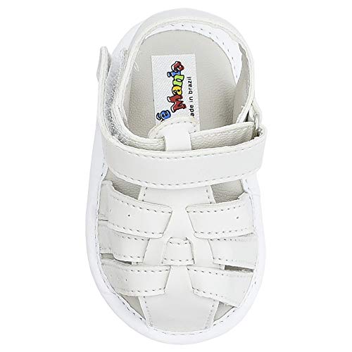 sandalia Bebê Mania franciscana branca velcro (16, marinho/vermelho/bege)