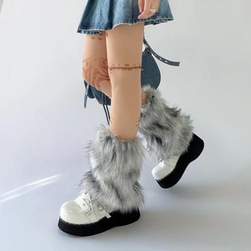 Therian Leg Warmer Therian Stuff Wolf Fur Leg Warmers Y2k Winter Furry Gothic Punk Hiphop Stockings4