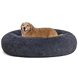 HMTOPE Orthopädisches Hundebett rund Hundekissen Hundesofa Katzenbett Donut Kuscheliges Hundekorb Waschbar, 120 cm Ø, Dunkelgrau