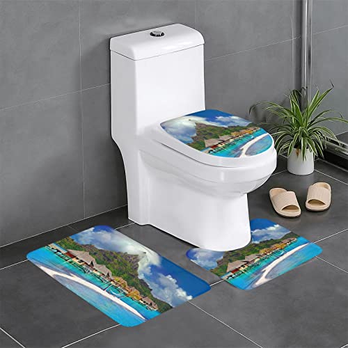 Badematten Set 3 Teilig,Toilettenmatte Set,3Er Badgarnitur Badezimmer Matte Set Dusch Bade Matte Vorleger Teppich 3D…