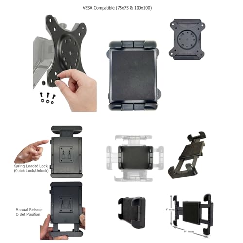 Universal VESA AMPS Mounting Holder for Tablets w/Spring Loaded Clamp that Will fit iPad Galaxy Tab Tablet up to 14" inch Screen & 0.70" Thick (75x75 | 100x100 | AMPS 2/4 Hole Mount Pattern) by ChargerCity - Used condition - Image 5