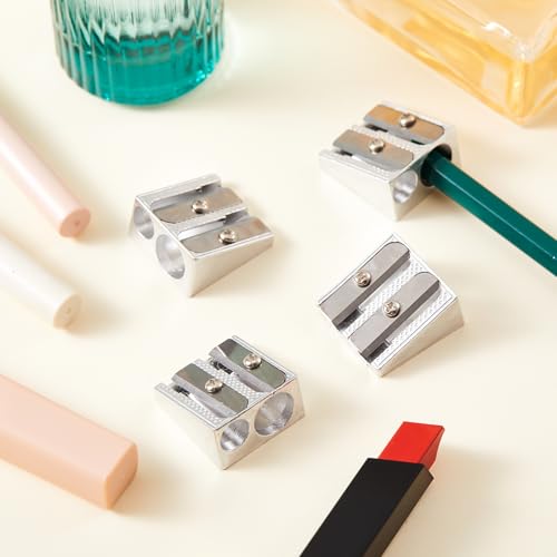 Image of Chuangdi 5 Pack Makeup Pencil Sharpener Plastic Lip Liner Pencil Eyeliner Sharpener Cosmetic Manual Tools for Eyeliner(Silver,Sloping No Lid)
