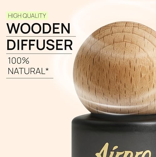 Image of Airpro Veil Elegant Temptation Wooden Hanging Car Air Freshener | Sweet Floral Car Perfume Hanging Pod | Glass Bottle with Wooden Diffuser | Long Lasting Luxury Car Perfume | Natural Fragrance | 8ml