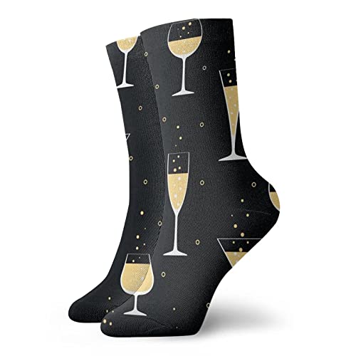832 Chaussettes Verres À Champagne Sur Fond Noir Chaussettes De Sport Légères Socquettes De Sport Confortables Socks Pour Courir Handball Cadeau