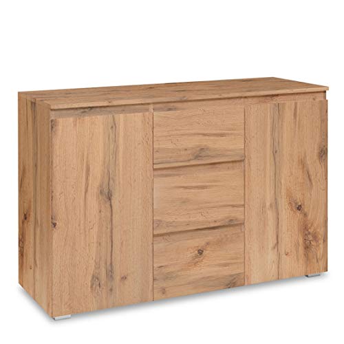 Newfurn Sideboard Kommode Natur Anrichte Highboard Mehrzweckschrank II 120x80x 40 cm (BxHxT) II [Nikita.Ten] in Dekor Honig Eiche/Dekor Honig Eiche Wohnzimmer Schlafzimmer Esszimmer