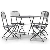 KGHFDVB 5 Piece Foldable Patio Dining Set with Expanded Metal Mesh and E-Coating Finish for Outdoor Use