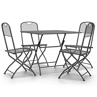 KGHFDVB 5 Piece Foldable Patio Dining Set with Expanded Metal Mesh and E-Coating Finish for Outdoor Use
