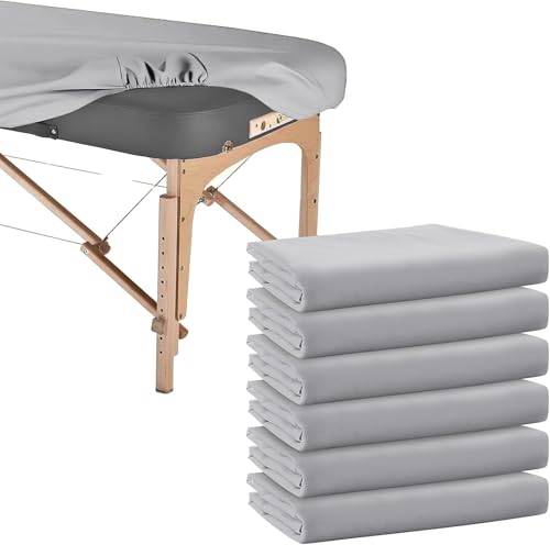 Drap table de massage microfibre doux lot de 6 housses lavables grises ajustables