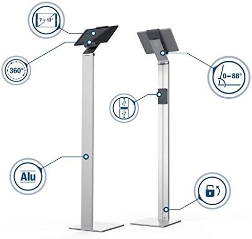 Silver Adjustable Floor Stand for Tablets 7-13 Inches
