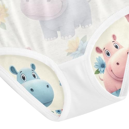 Cute Hippos Pastel Cotton Toddler Underwear, Girls Panties, 2T–8 Years4