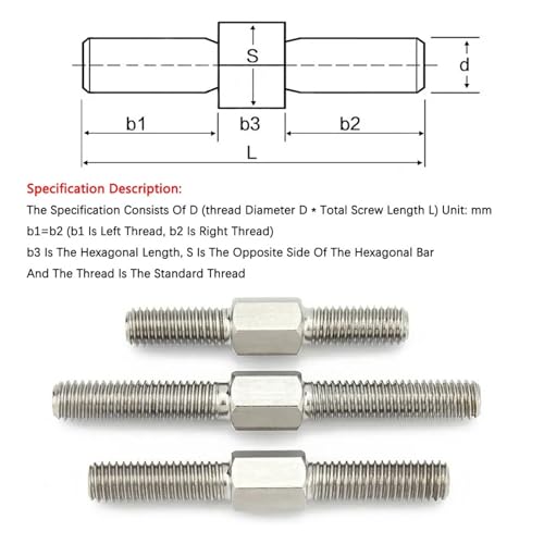 Tige filetée en acier inoxydable 304 double extrémité M14 de 110mm
