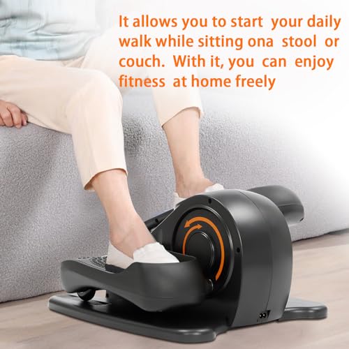 Under Desk Elliptical Trainer Machine Mini Compact Foot Pedal Exerciser Home Motorized Elliptical Trainer with Non-Slip Pedals,LED Display & Remote for Seniors Adults and Teens - Thumbnail 7