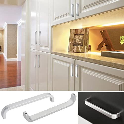 LYTIVAGEN 10 Stück Moderne Möbelgriffe Lochabstand 100mm Küchen Schrankgriffe Aluminiumlegierung Stangengriffe Silber Relinggriffe Schubladengriffe Küche Türgriffe ziehen Bohrlochabstand für Möbel