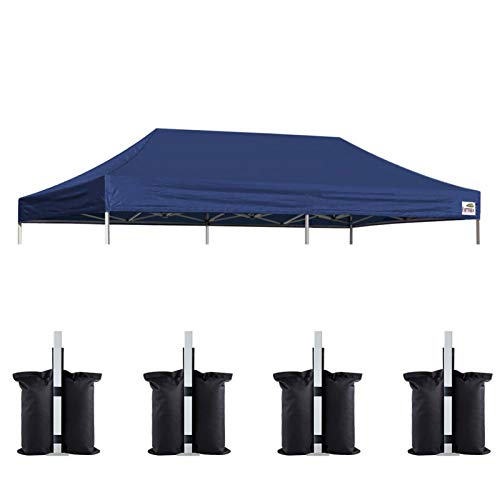 Image of Eurmax USA 10x20 Pop Up Canopy Replacement Top,Universal Instant Canopy Cover ONLY,Heavy Duty UPF 50+ UV Protection,Water & Wind Resistant Tarp,30+ Colors Available,Bonus 4 Sand Bags (Navy Blue)