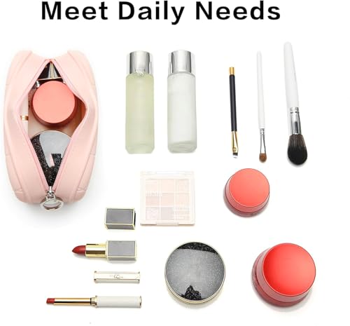Image of INOVERA (LABEL) Makeup Organizer Pouch for Women, Girls - Silicone Travel Cosmetic Pouches - Cosmetics Make up Brushes Holder Bag (Rose Gold)