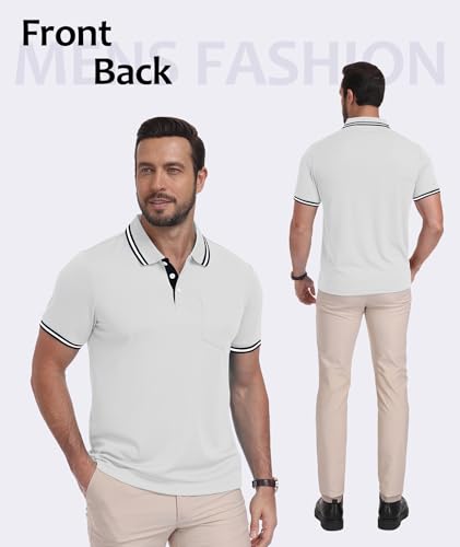 Image of ZITY Men Polo Shirts Short Sleeve with Pocket Golf Polo Wicking Shirts for Men Casual Collared T-Shirts