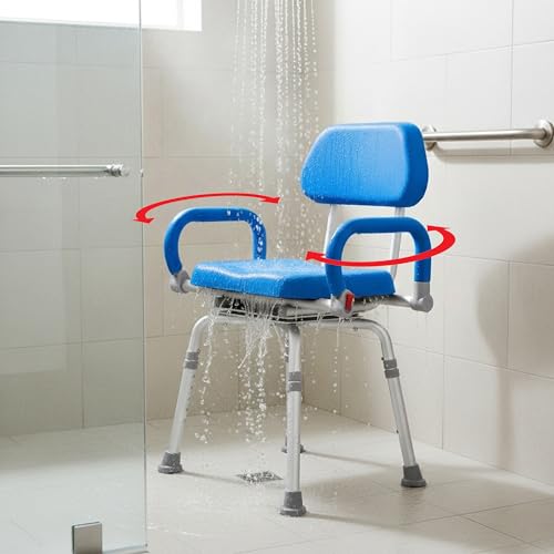 Revolution Pivoting Shower Chair for Bathtub, Adjustable Swivel Seat with