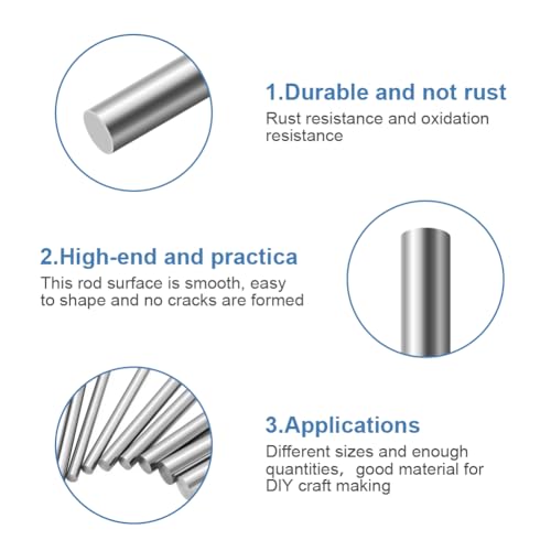 AOOSU Edelstahlstäbe, 4 Stück Edelstahl Rundstäbe 4mm x 300mm Rundstab 304 Edelstahl Rundstangen Metallstange Stabstahl Solide Vollrundstab Rundstahl für DIY Handwerk Modellauto Flugzeug