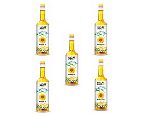 Image of Natureland Organics Sunflower Oil 1 Ltr.(Pack of 5) - Cold Pressed