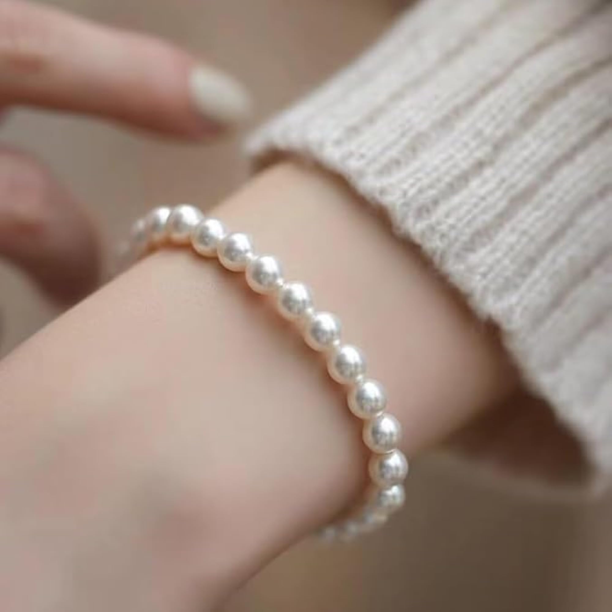 2pc Stackable Pearl Bracelets for Wedding, Bridal